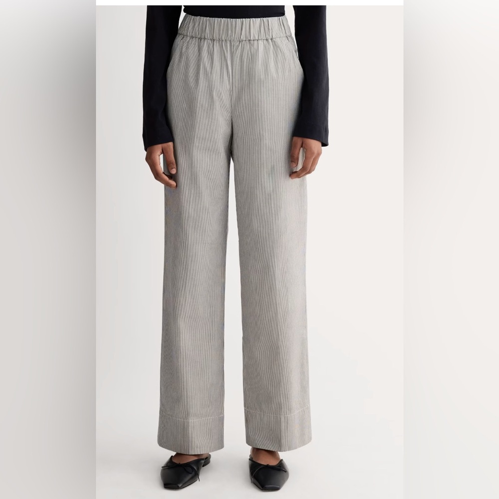 Everlane easy pant in navy/white stripe